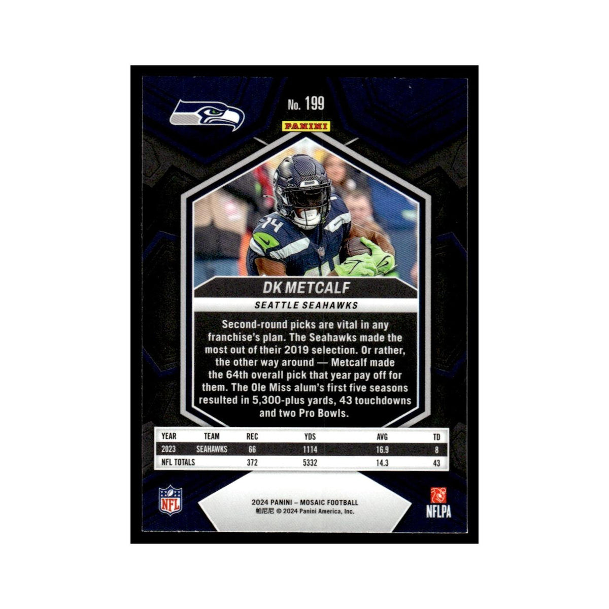 DK Metcalf 2024 Panini Mosaic #199 Seattle Seahawks Football Card NM