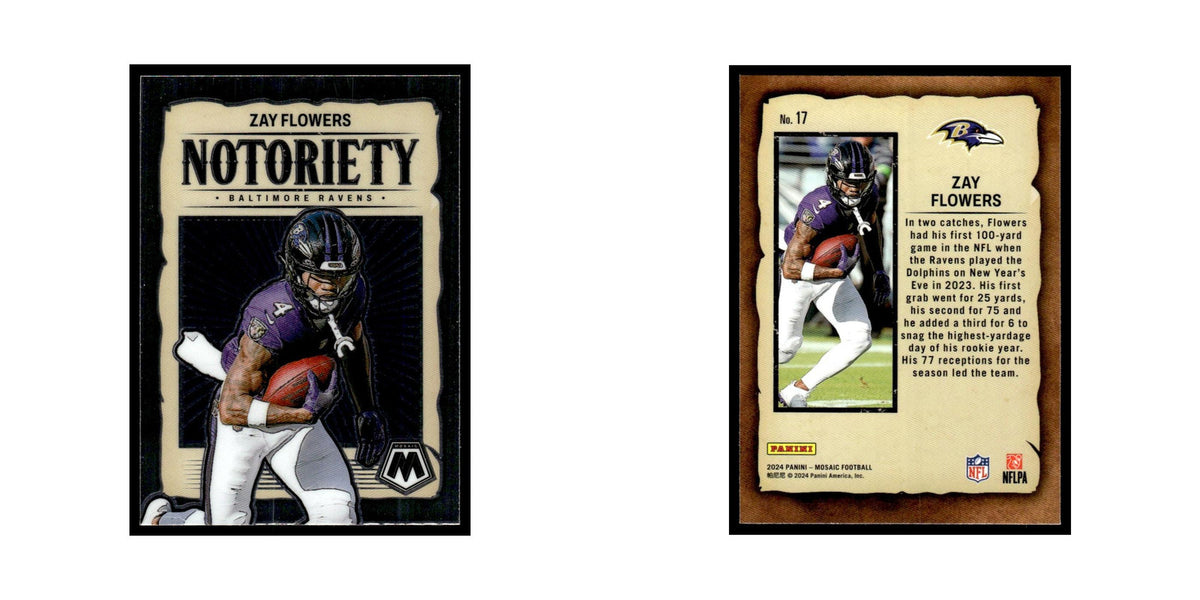 Zay Flowers 2024 Panini Mosaic #17 Baltimore Ravens Football Card NM