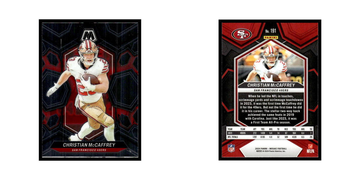 Christian McCaffrey 2024 Panini Mosaic #191 San Francisco 49ers Football Card NM