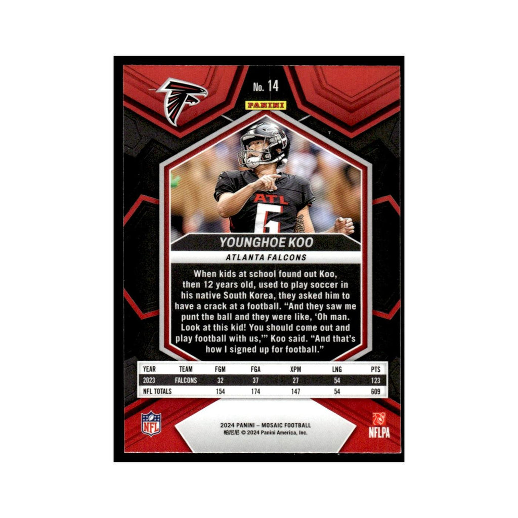 Younghoe Koo 2024 Panini Mosaic #14 Atlanta Falcons Football Card NM