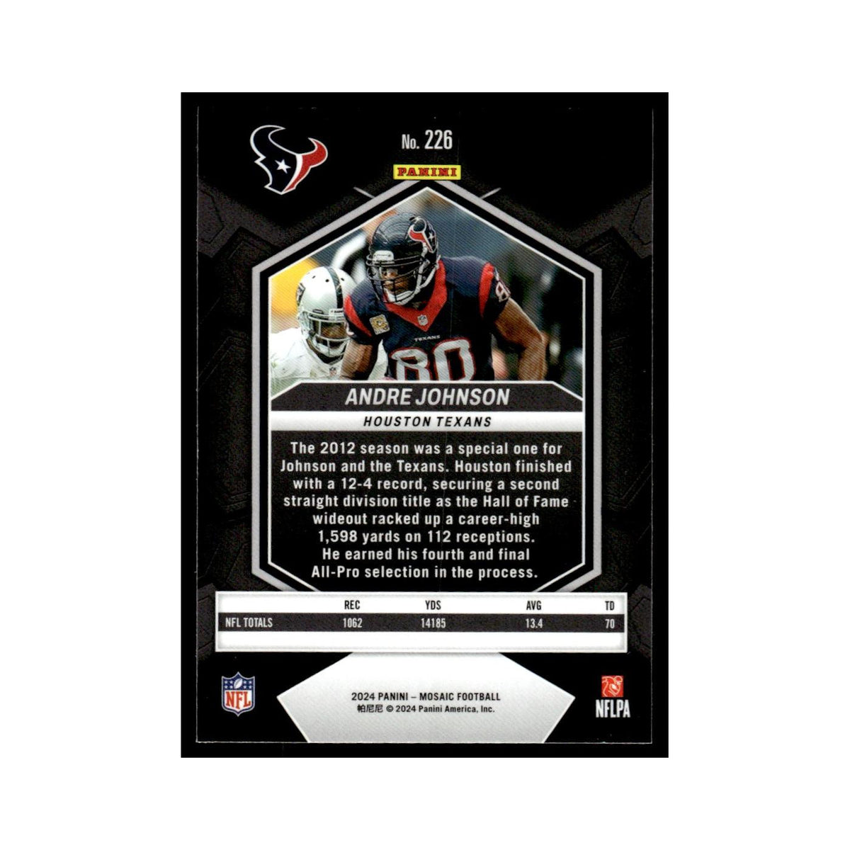 Andre Johnson 2024 Panini Mosaic #226 Houston Texans Football Card NM