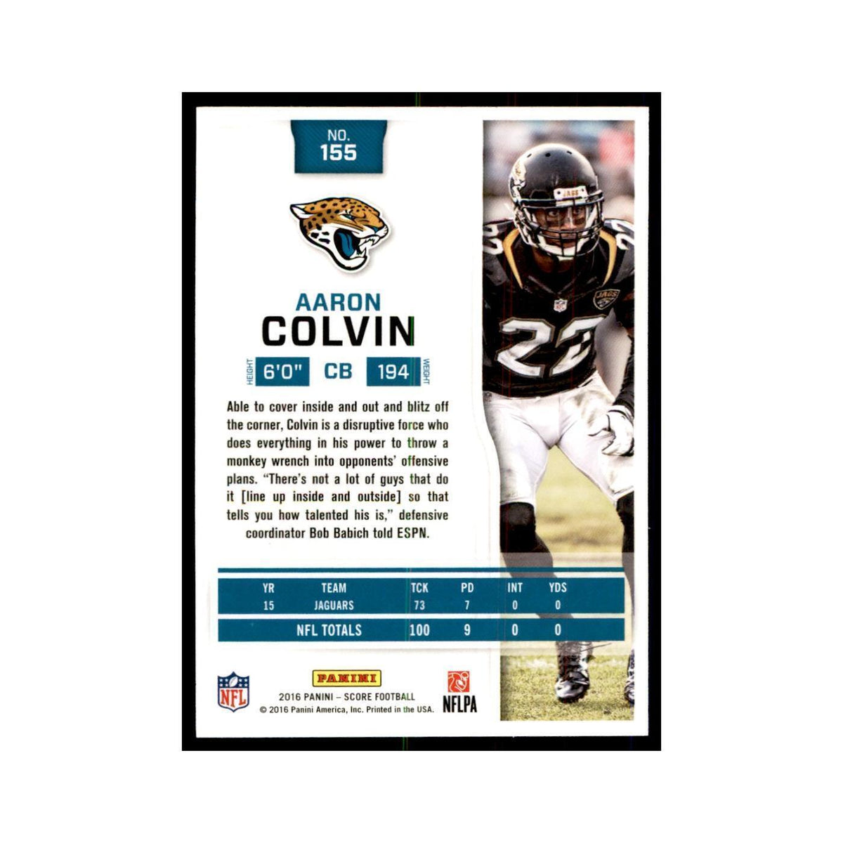 Aaron Colvin 2016 Score #155 Football Cards Football Card NM