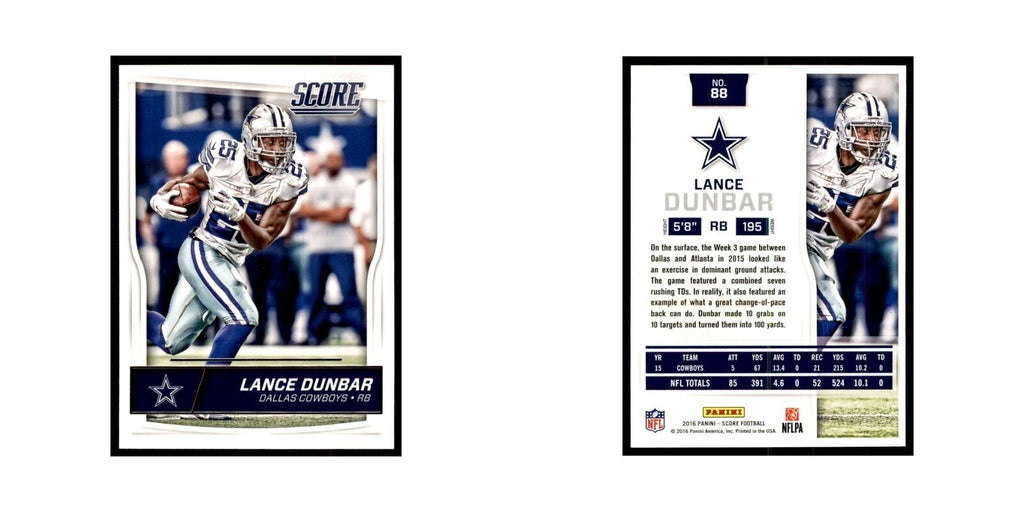 Lance Dunbar 2016 Score #88 Football Cards Football Card NM