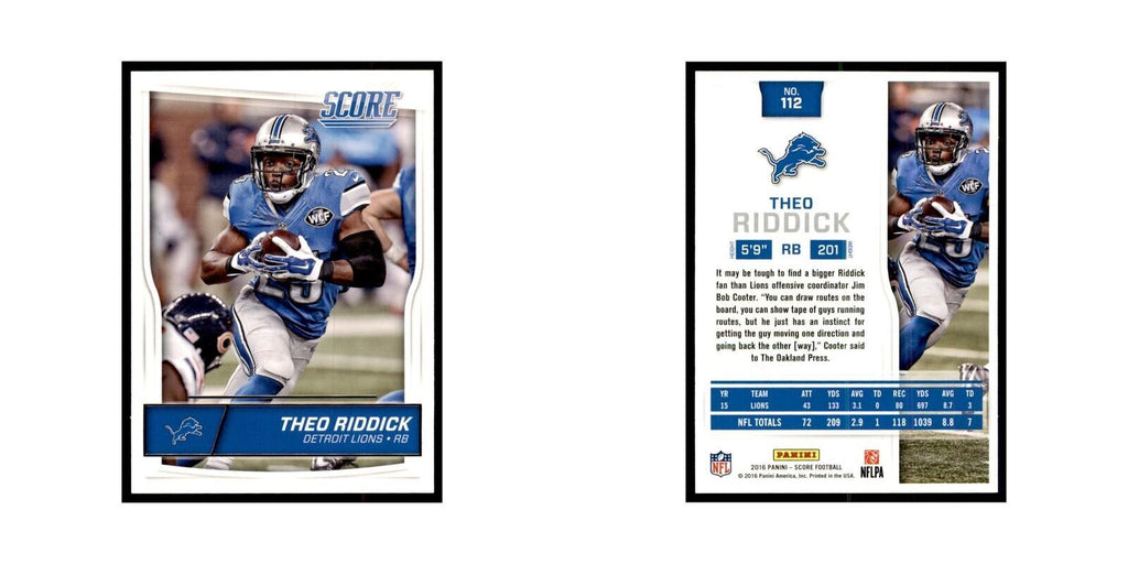 Theo Riddick 2016 Score #112 Football Cards Football Card NM