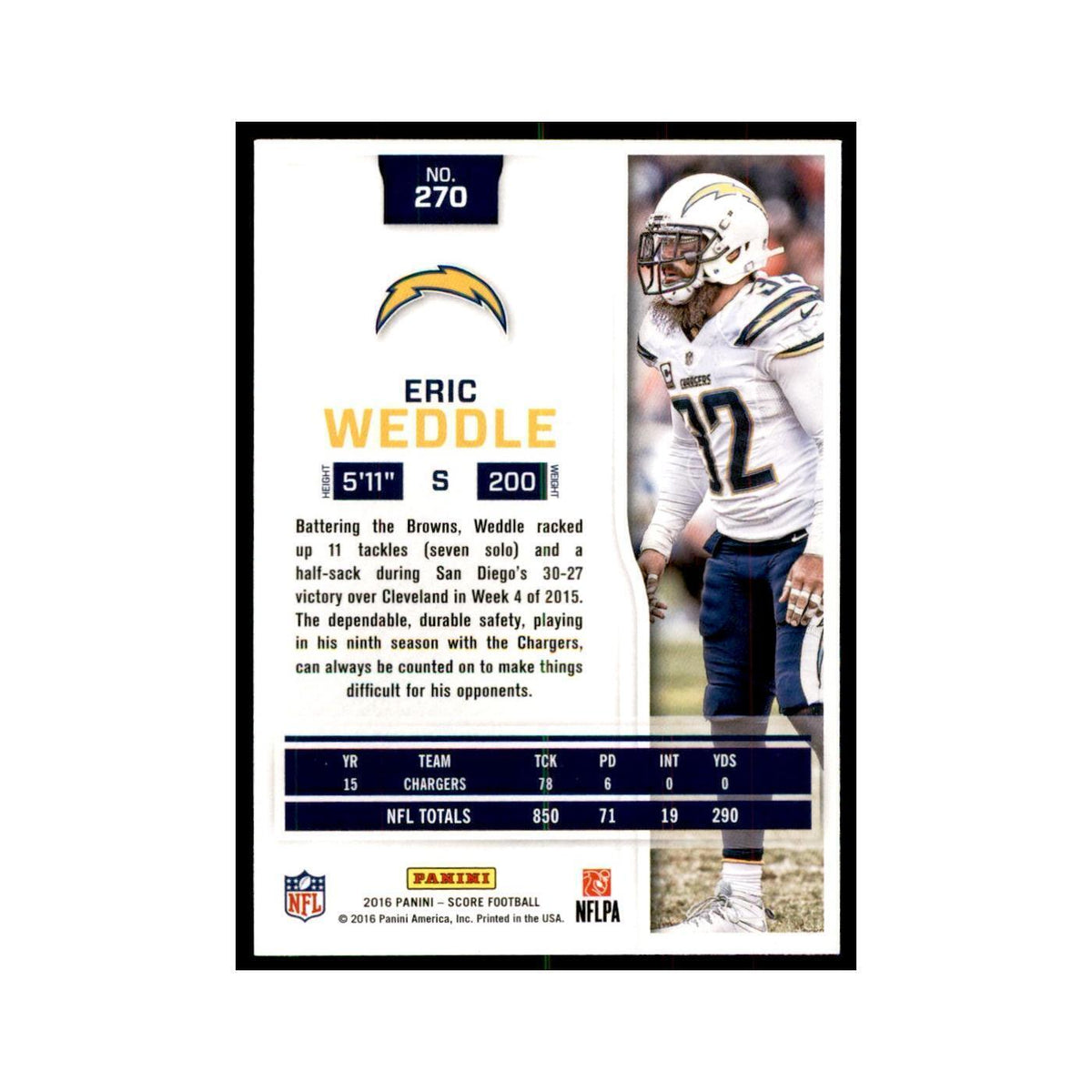Eric Weddle 2016 Score #270 Football Cards Football Card NM