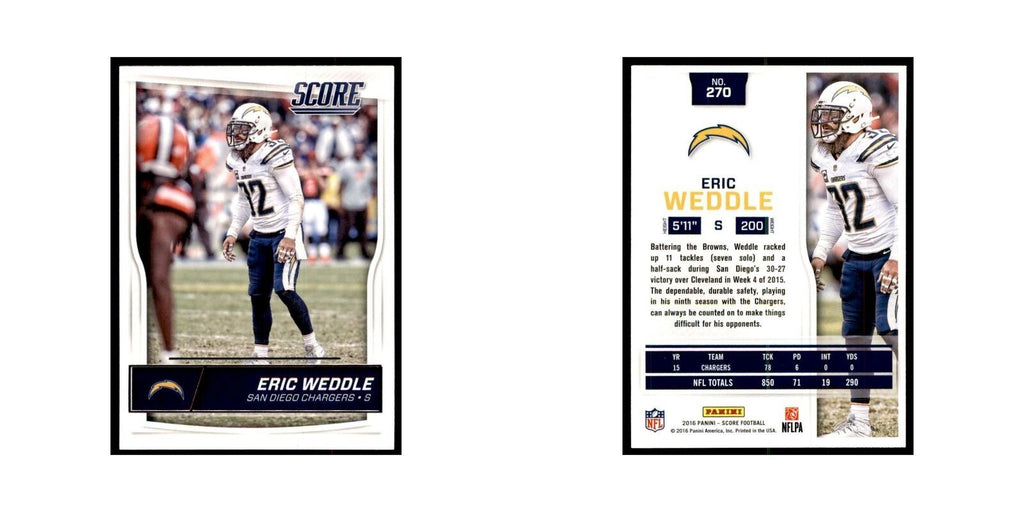 Eric Weddle 2016 Score #270 Football Cards Football Card NM