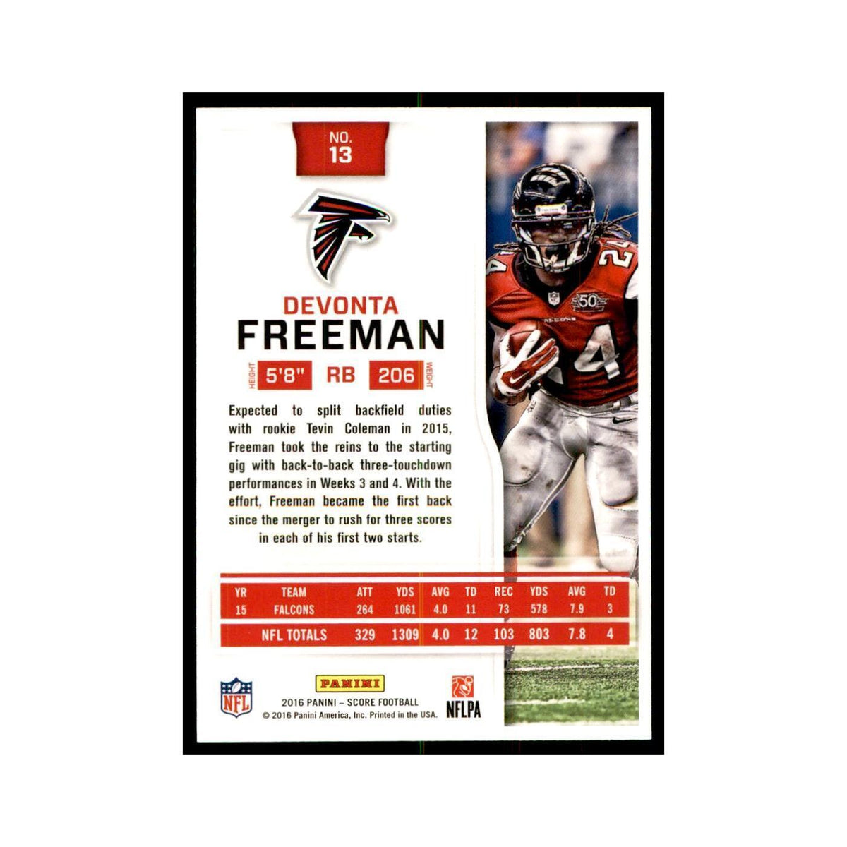 Devonta Freeman 2016 Score #13 Football Cards Football Card NM