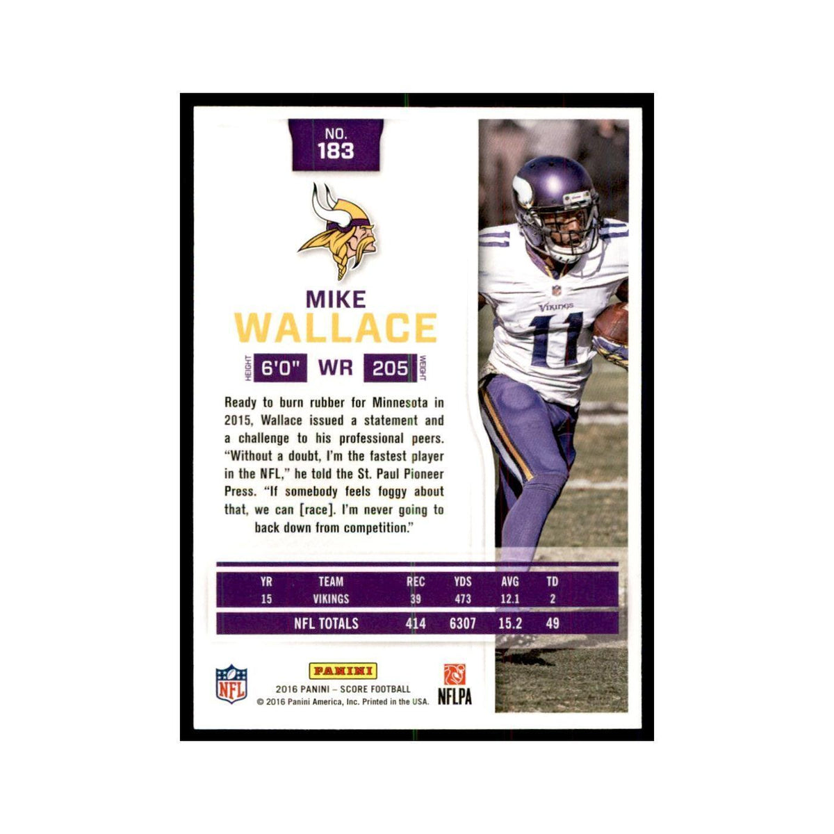 Mike Wallace 2016 Score #183 Football Cards Football Card NM