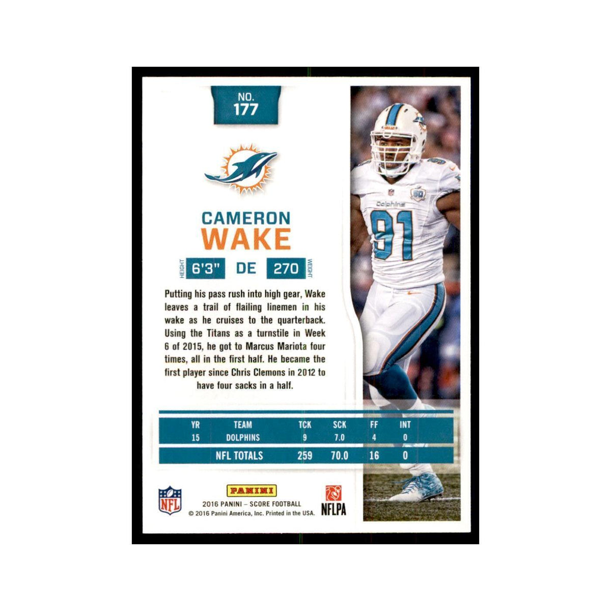 Cameron Wake 2016 Score #177 Football Cards Football Card NM