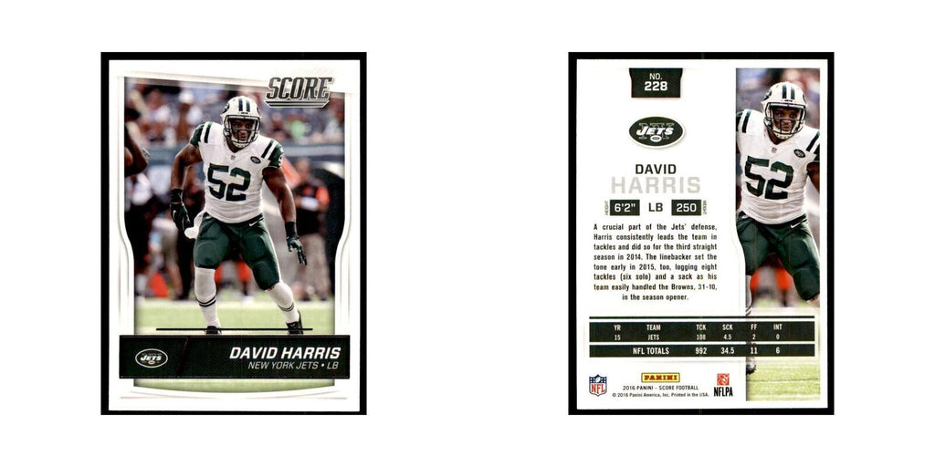 David Harris 2016 Score #228 Football Cards Football Card NM
