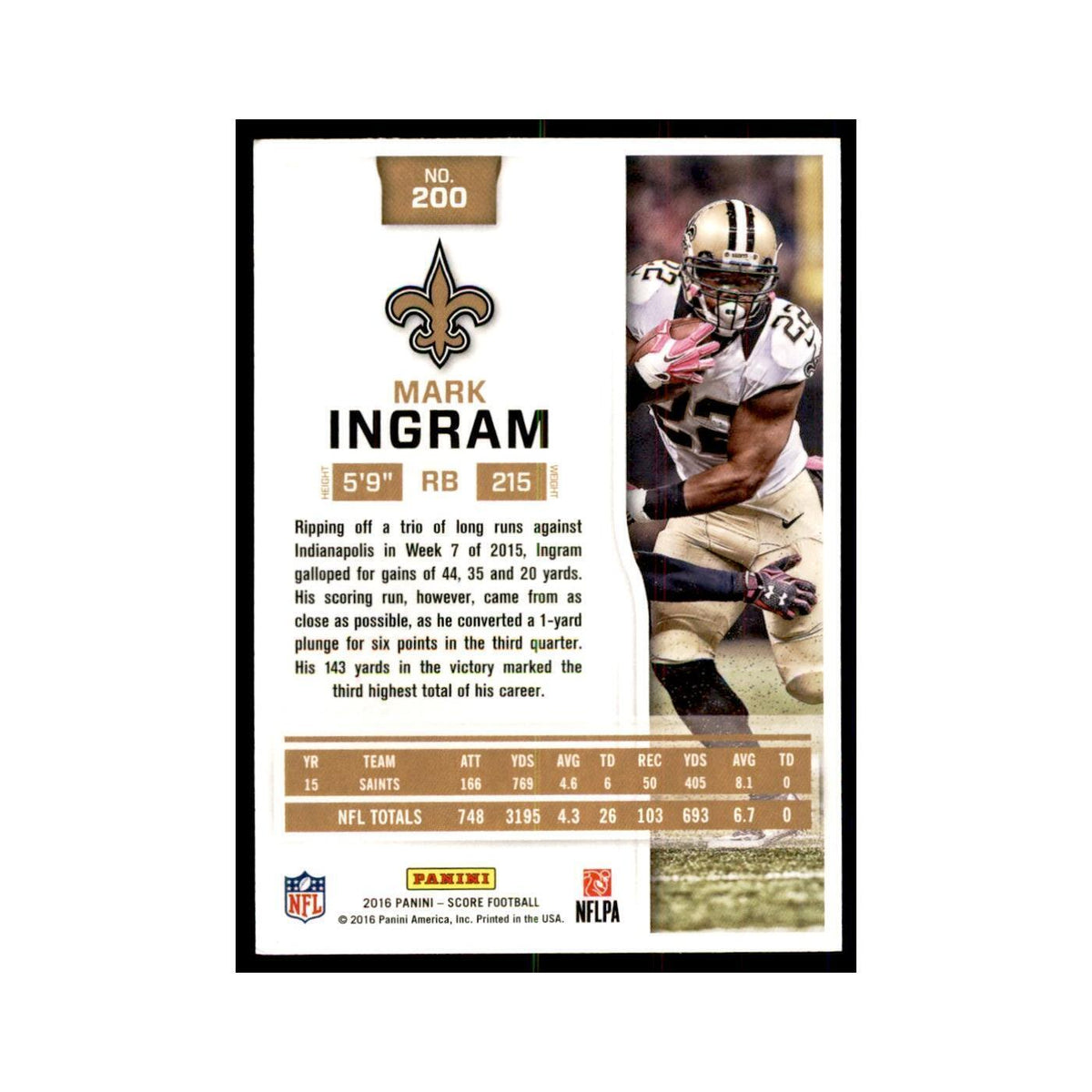Mark Ingram 2016 Score #200 Football Cards Football Card NM