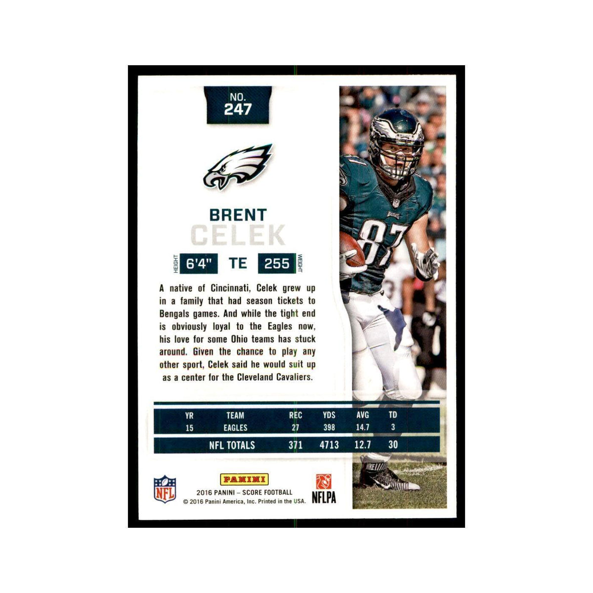 Brent Celek 2016 Score #247 Football Cards Football Card NM