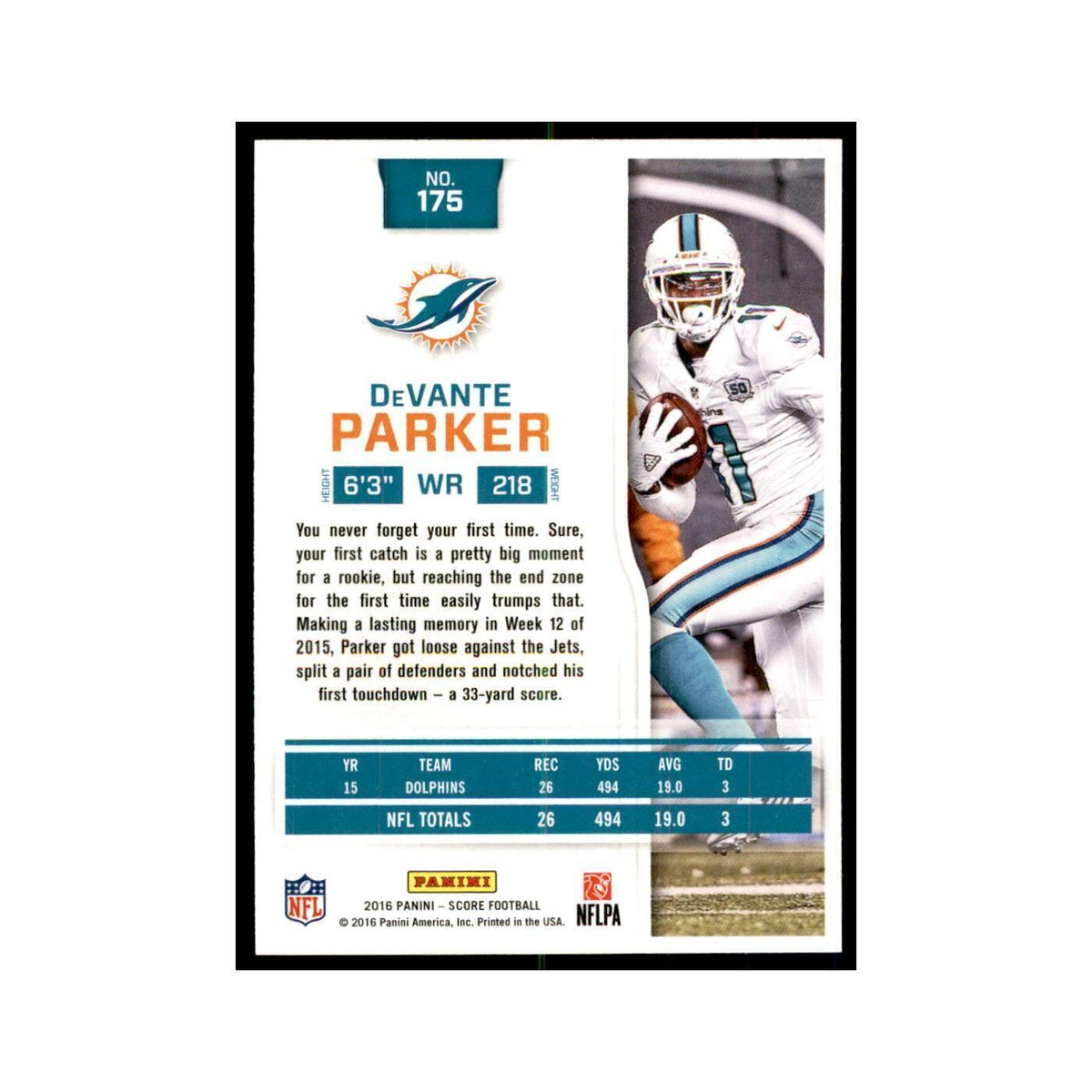 DeVante Parker 2016 Score #175 Football Cards Football Card NM