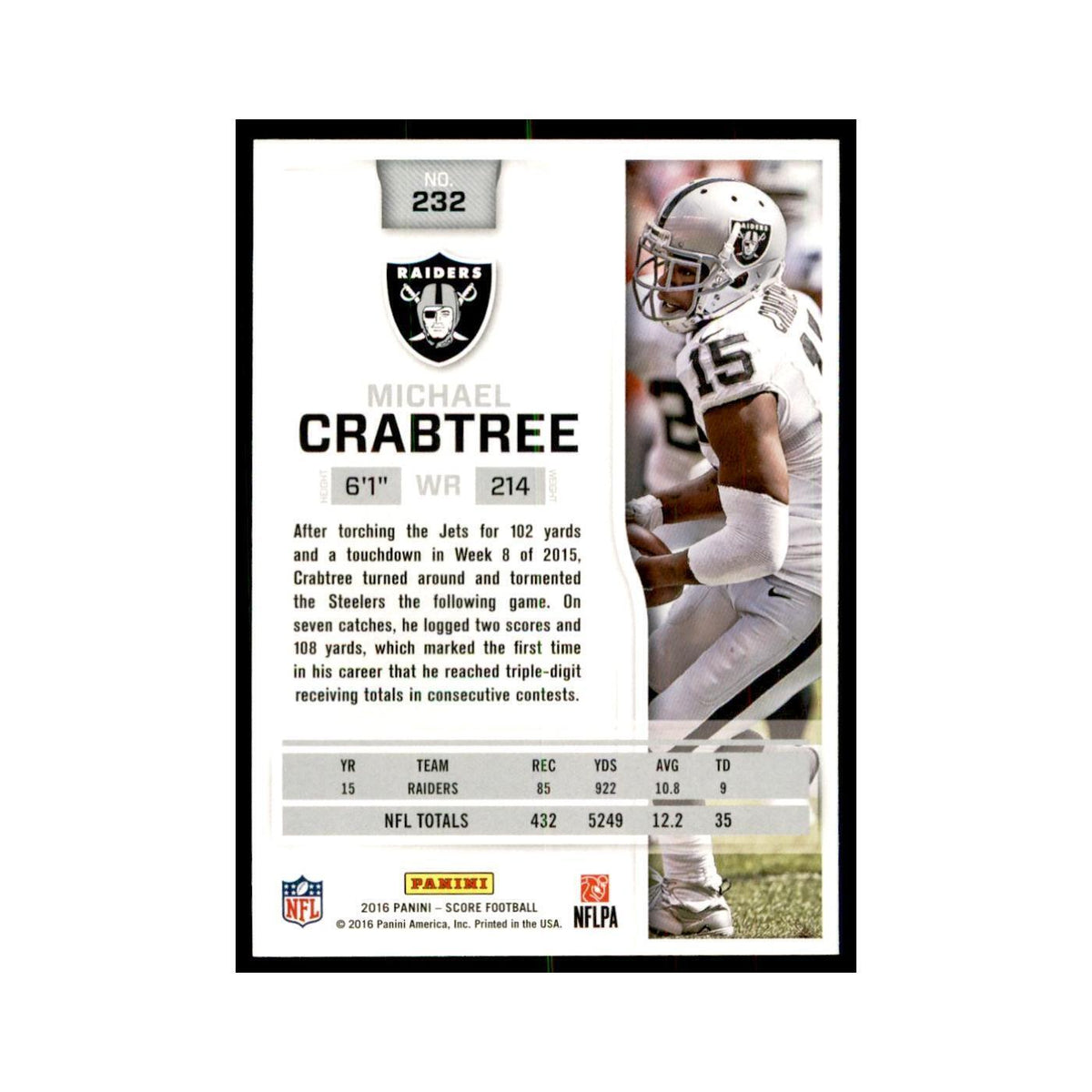 Michael Crabtree 2016 Score #232 Football Cards Football Card NM