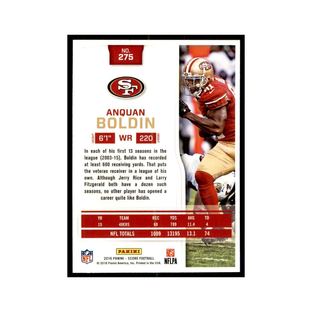 Anquan Boldin 2016 Score #275 Football Cards Football Card NM