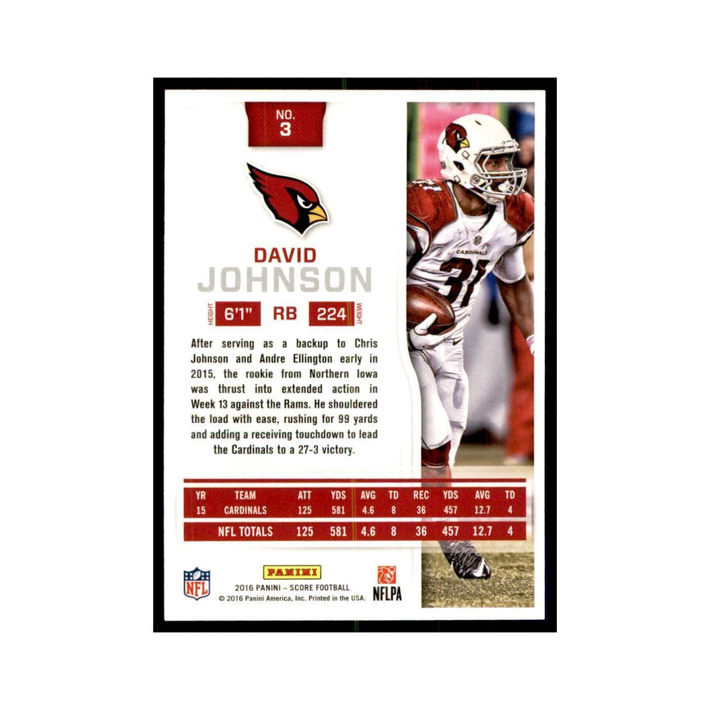 David Johnson 2016 Score #3 Football Cards Football Card NM