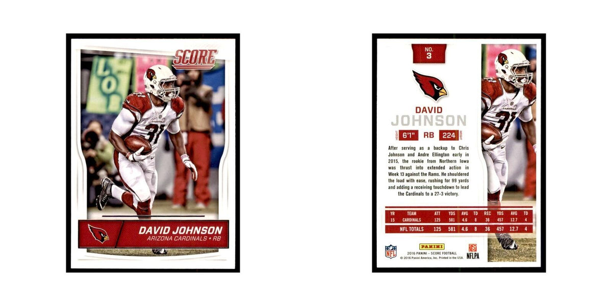 David Johnson 2016 Score #3 Football Cards Football Card NM