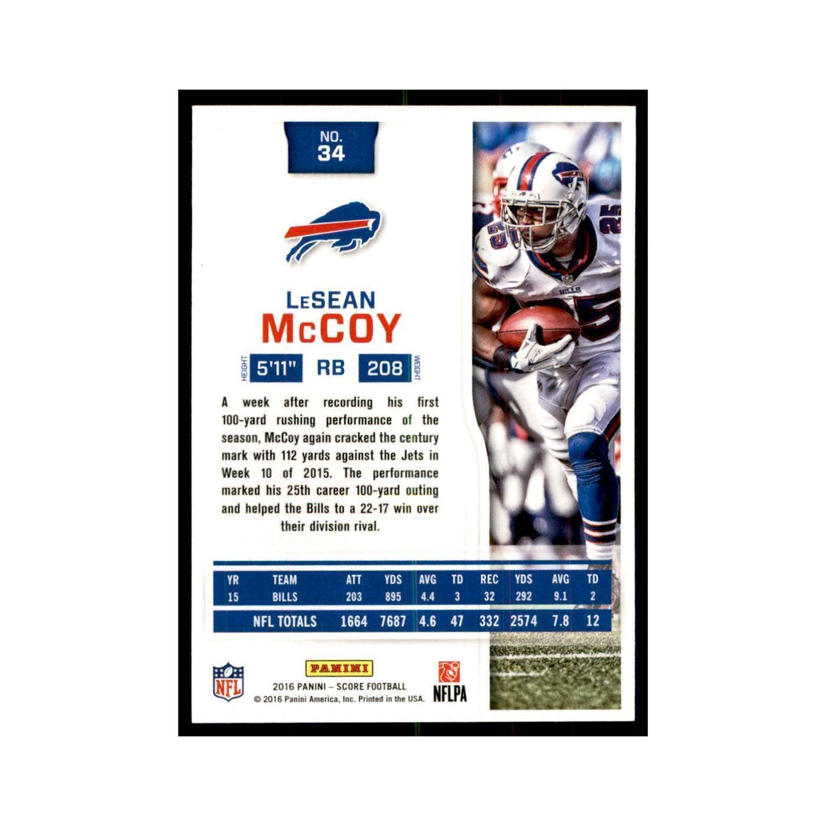 LeSean McCoy 2016 Score #34 Football Cards Football Card NM