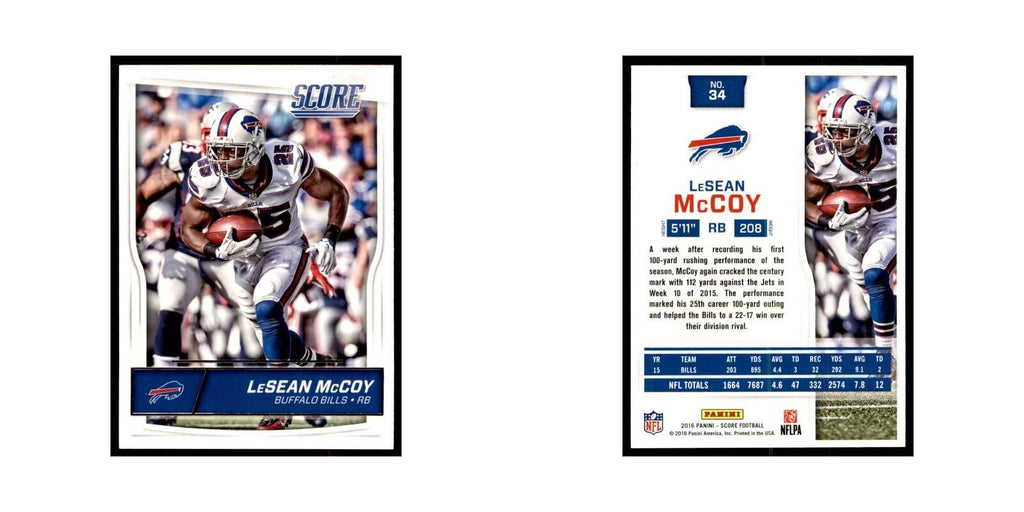 LeSean McCoy 2016 Score #34 Football Cards Football Card NM