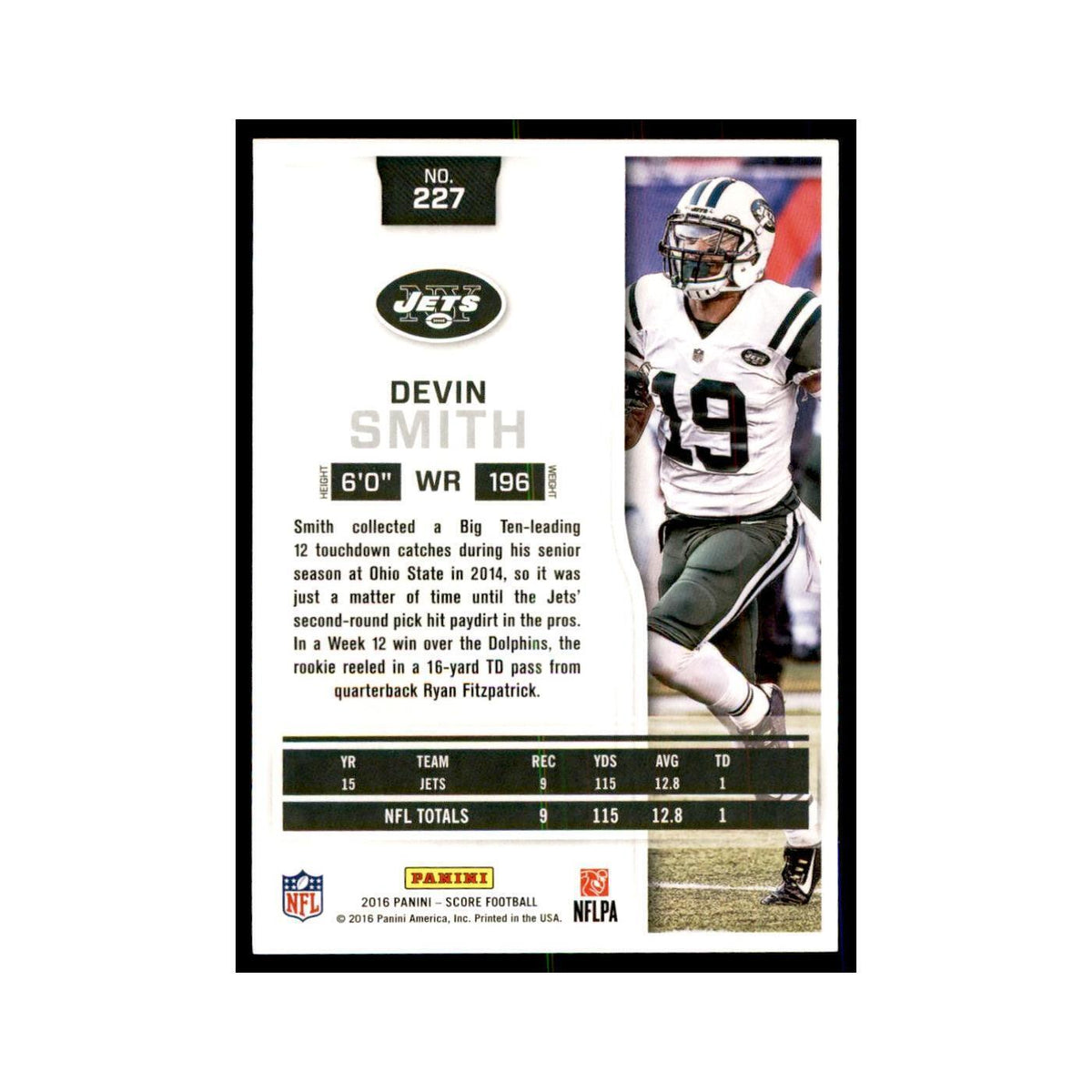 Devin Smith 2016 Score #227 Baseball Cards Football Card NM