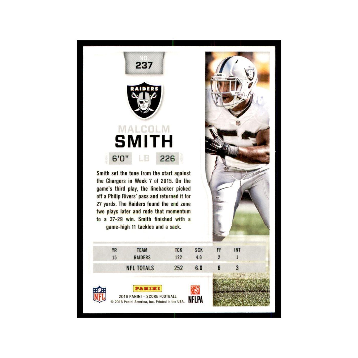 Malcolm Smith 2016 Score #237 Baseball Cards Football Card NM