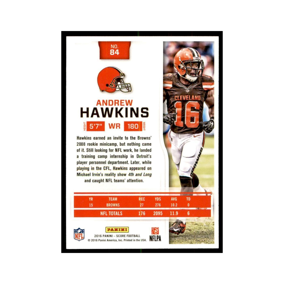 Andrew Hawkins 2016 Score #84 Baseball Cards Football Card NM