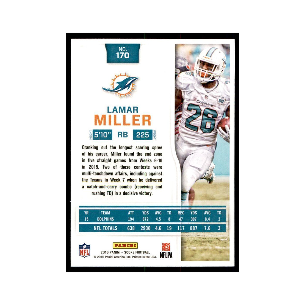Lamar Miller 2016 Score #170 Baseball Cards Football Card NM