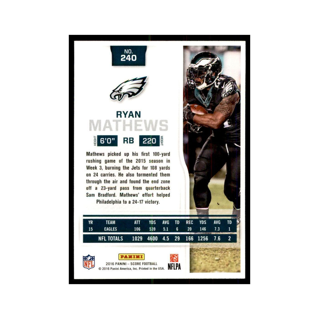 Ryan Mathews 2016 Score #240 Baseball Cards Football Card NM