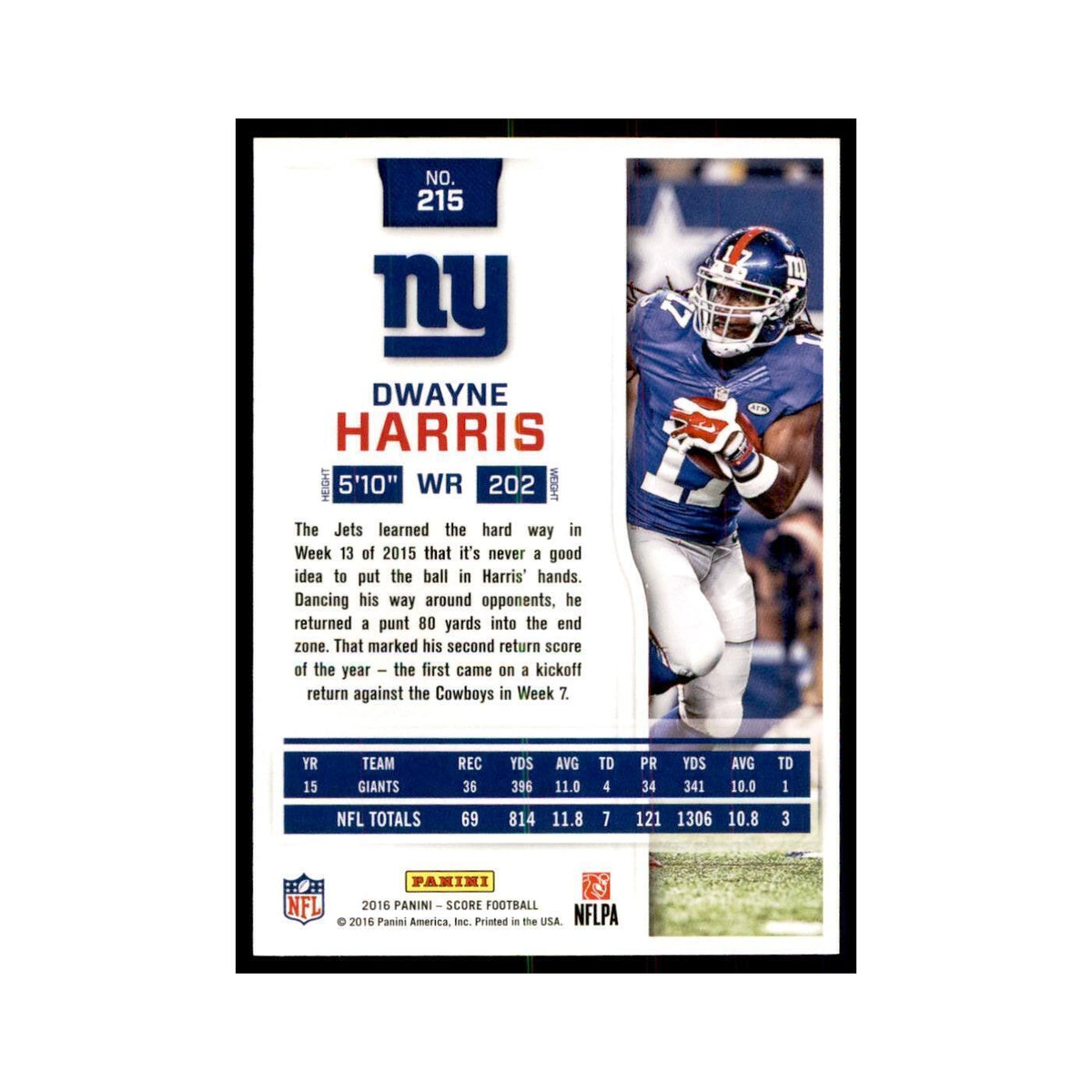 Dwayne Harris 2016 Score #215 Baseball Cards Football Card NM