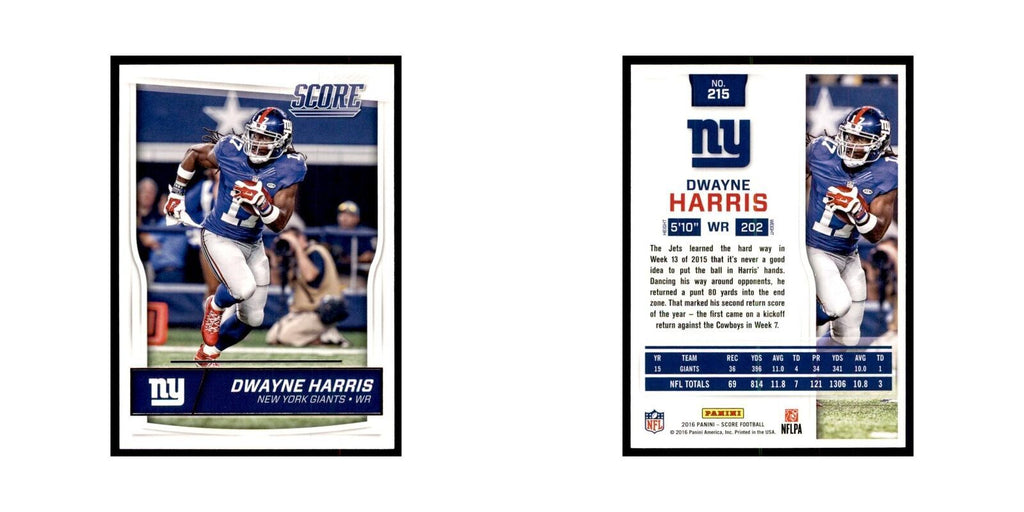 Dwayne Harris 2016 Score #215 Baseball Cards Football Card NM