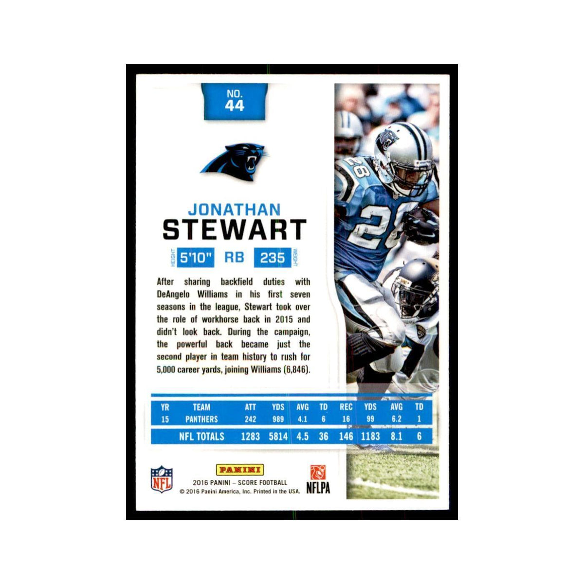 Jonathan Stewart 2016 Score #44 Baseball Cards Football Card NM