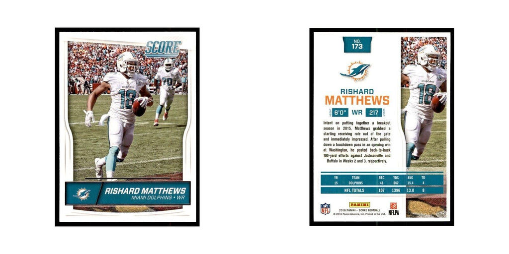 Rishard Matthews 2016 Score #173 Baseball Cards Football Card NM