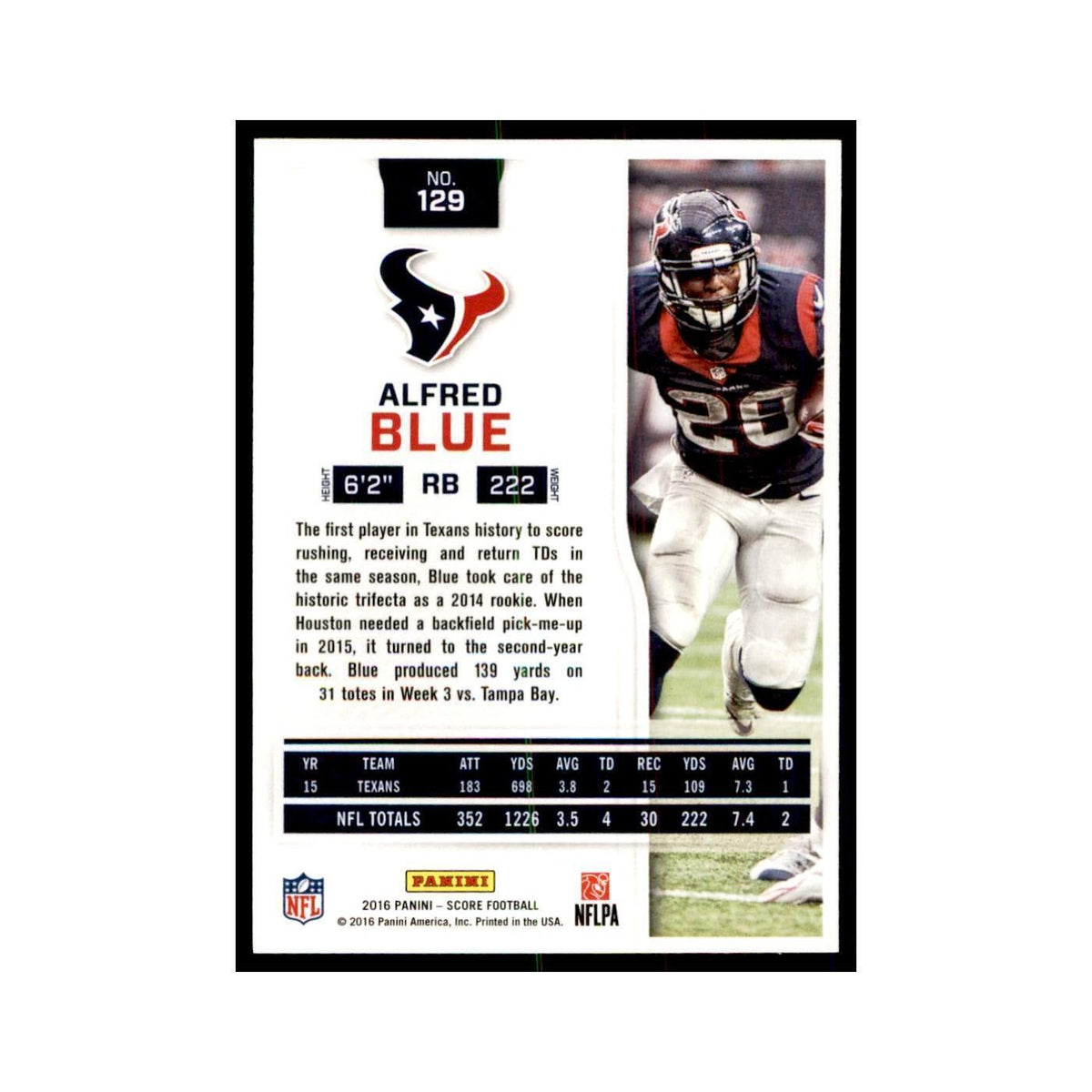 Alfred Blue 2016 Score #129 Baseball Cards Football Card NM