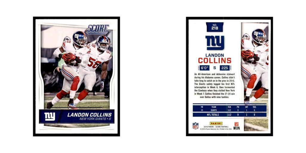 Landon Collins 2016 Score #218 Baseball Cards Football Card NM