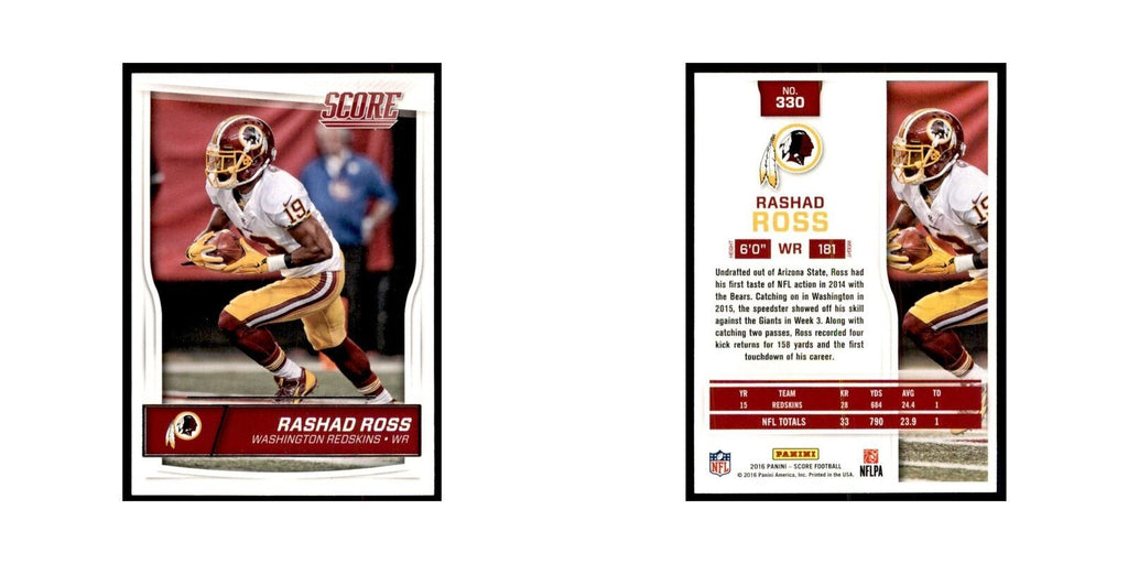 Rashad Ross 2016 Score #330 Baseball Cards Football Card NM