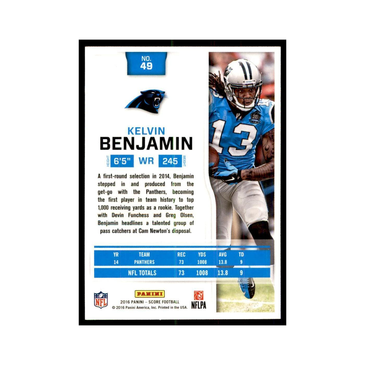 Kelvin Benjamin 2016 Score #49 Baseball Cards Football Card NM