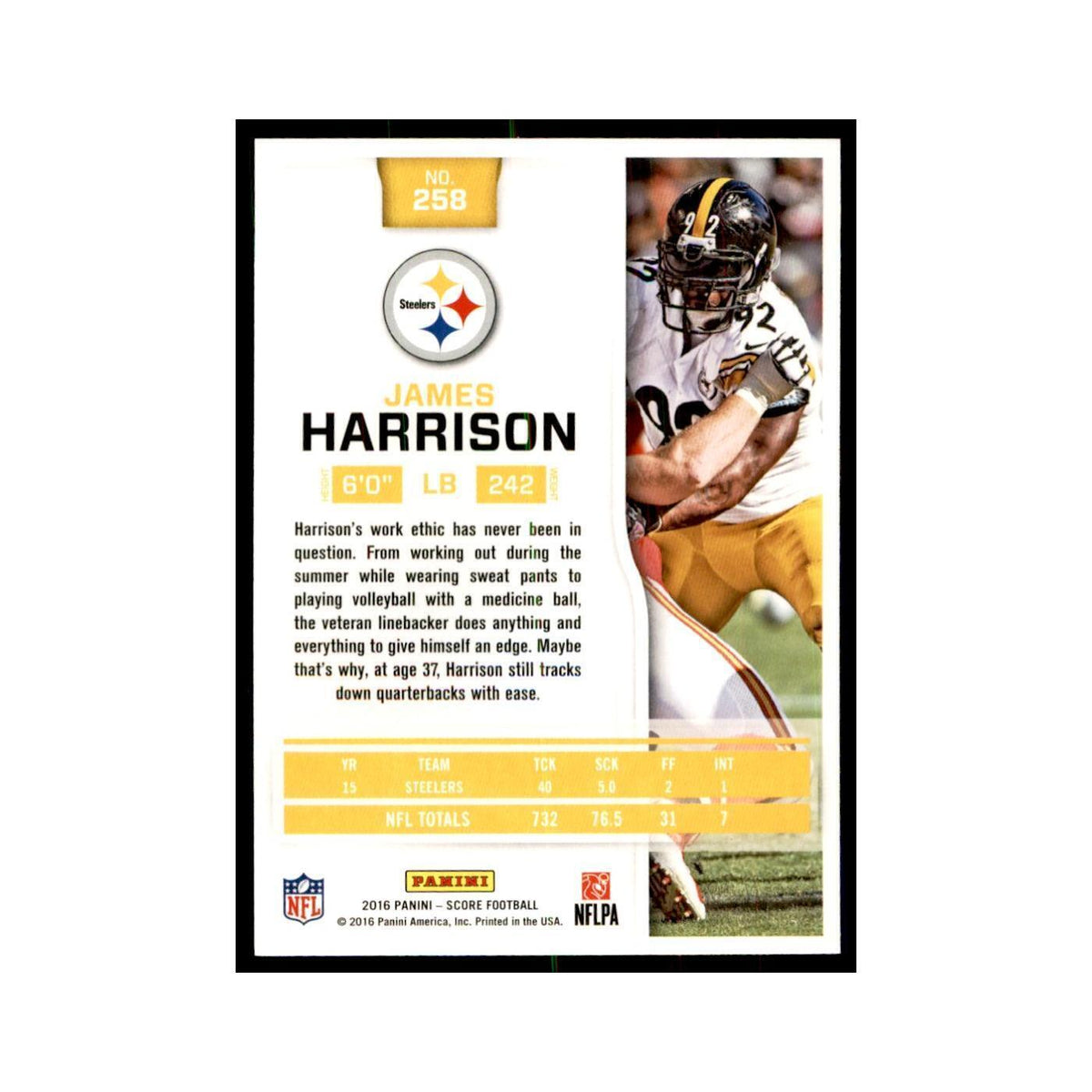 James Harrison 2016 Score #258 Baseball Cards Football Card NM
