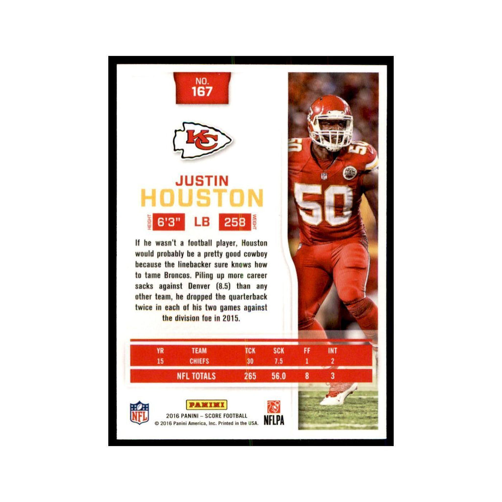 Justin Houston 2016 Score #167 Baseball Cards Football Card NM