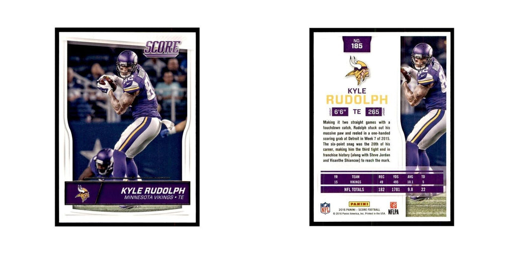 Kyle Rudolph 2016 Score #185 Baseball Cards Football Card NM
