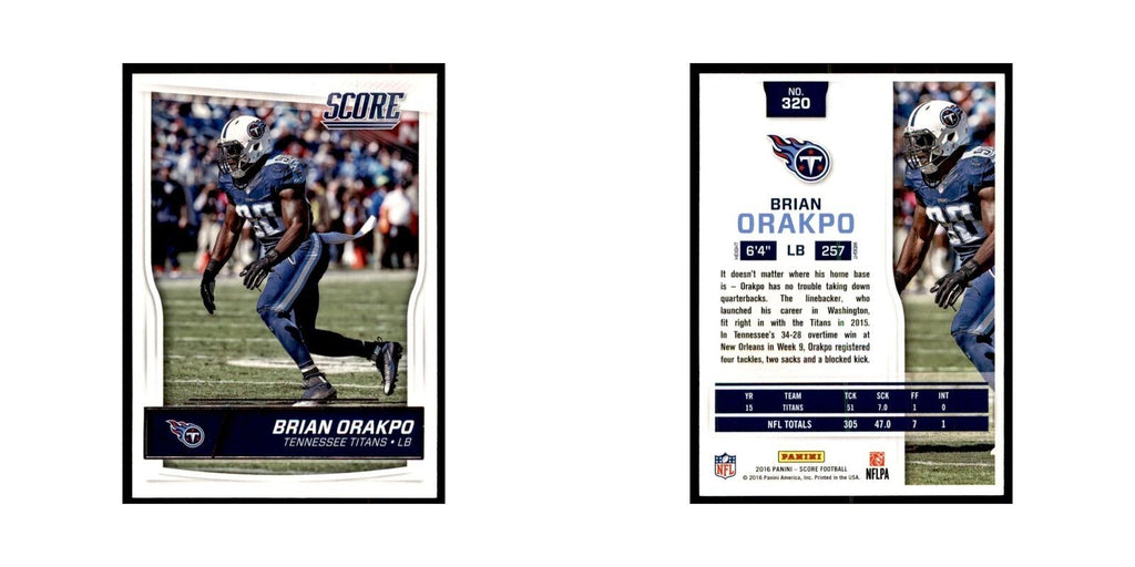 Brian Orakpo 2016 Score #320 Baseball Cards Football Card NM