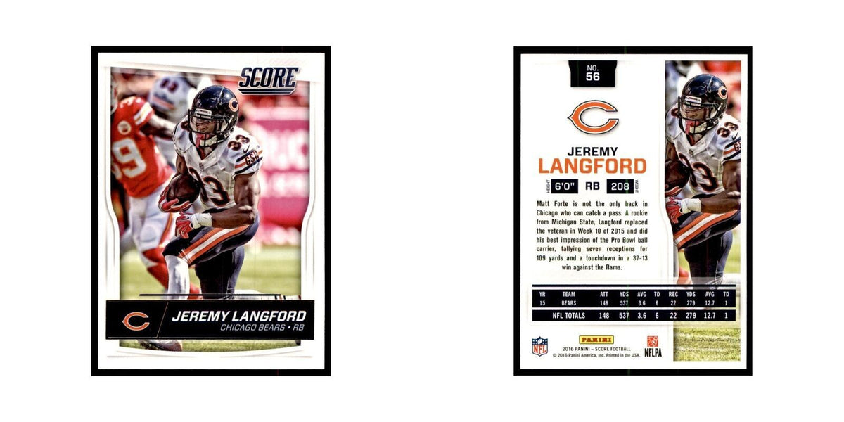 Jeremy Langford 2016 Score #56 Baseball Cards Football Card NM