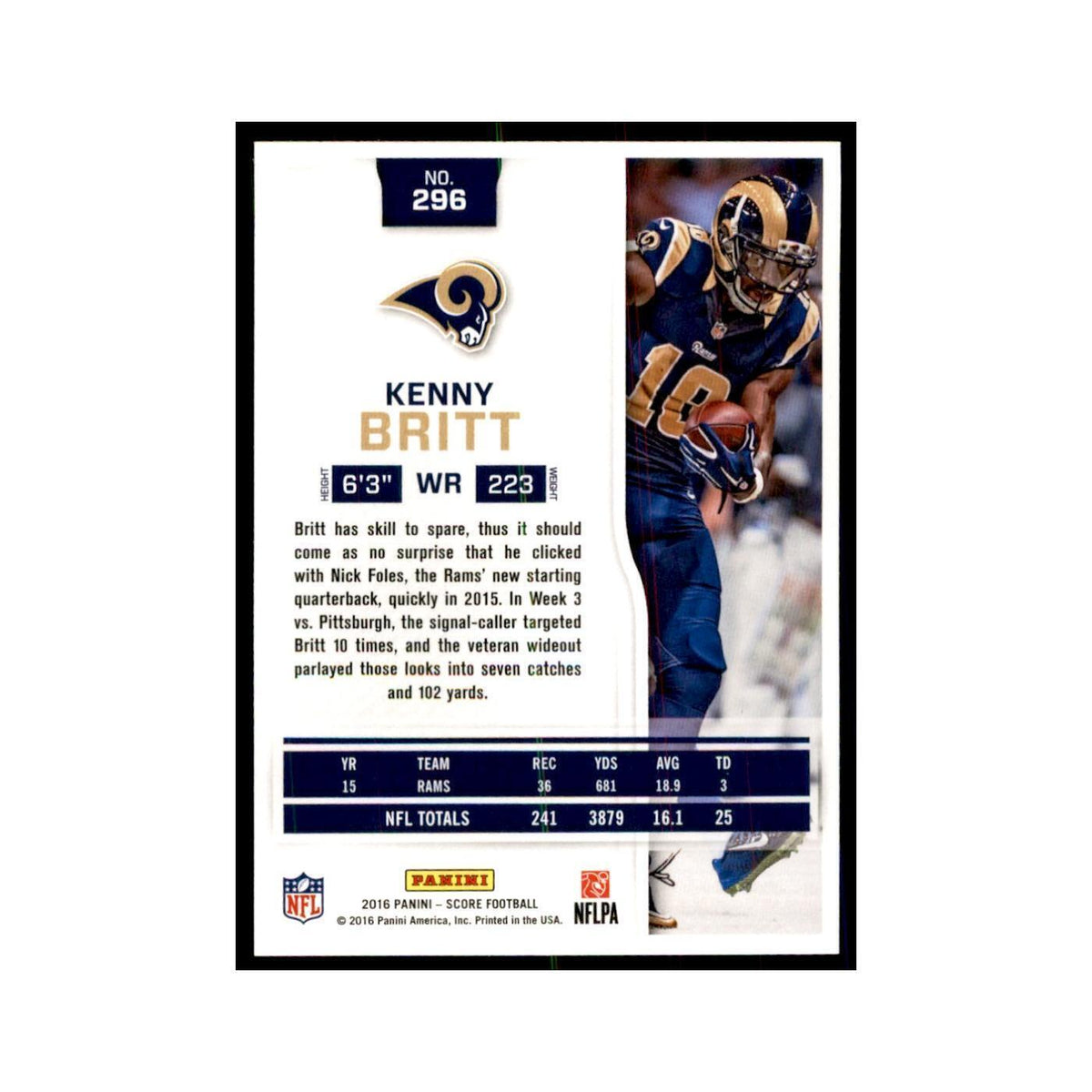 Kenny Britt 2016 Score #296 Baseball Cards Football Card NM