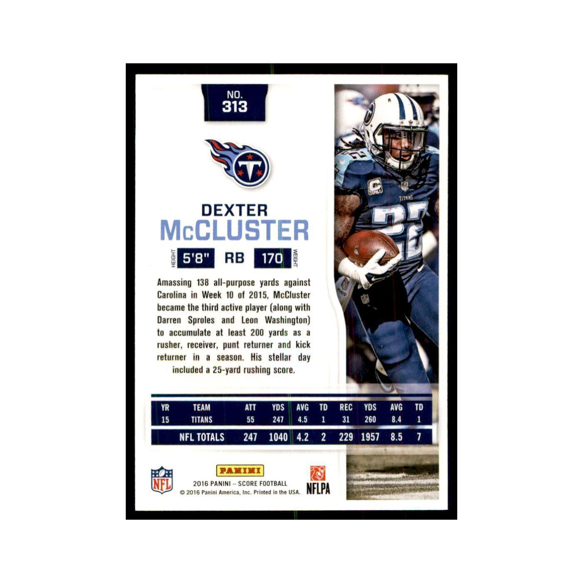 Dexter McCluster 2016 Score #313 Baseball Cards Football Card NM