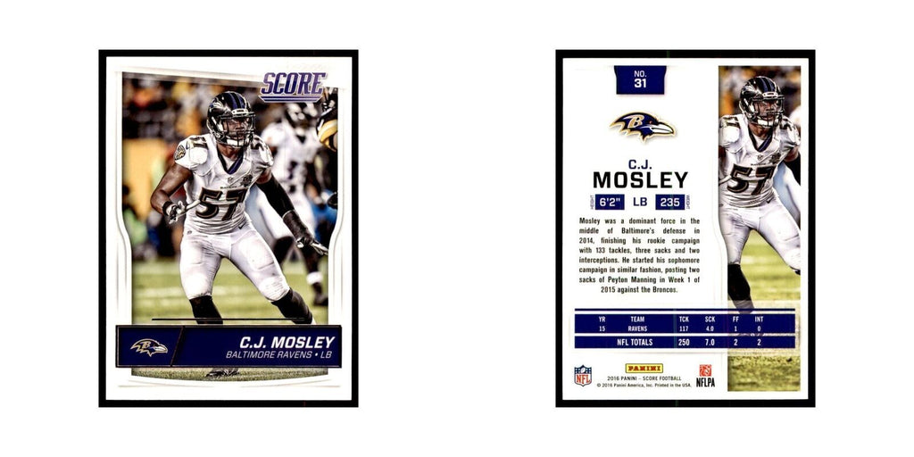 C.J. Mosley 2016 Score #31 Baseball Cards Football Card NM