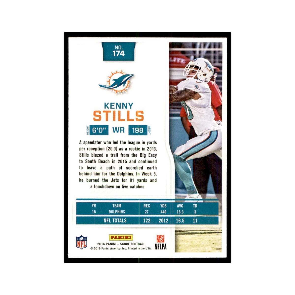 Kenny Stills 2016 Score #174 Baseball Cards Football Card NM