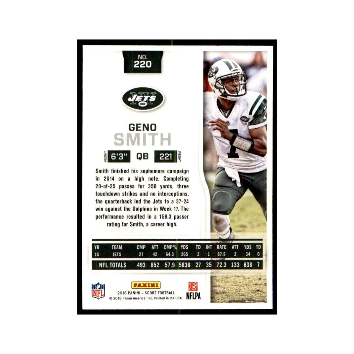 Geno Smith 2016 Score #220 Baseball Cards Football Card NM
