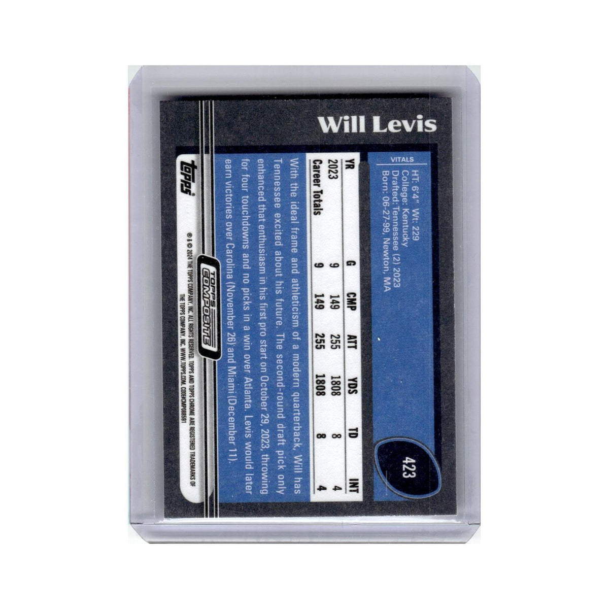 Will Levis Rookie 2024 Topps Composite #423 Football Card NM