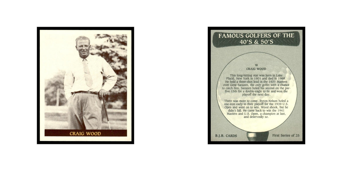 Craig Wood 1992 BJB Cards Famous Golfers 40s 50s #18 Baseball Card EX