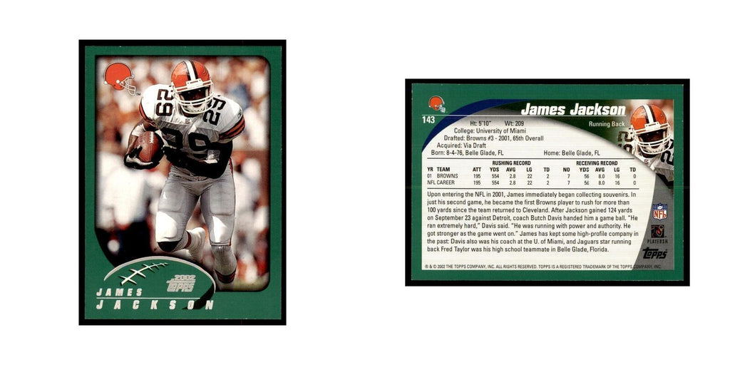 James Jackson 2002 Topps #143 Football Cards Football Card NM