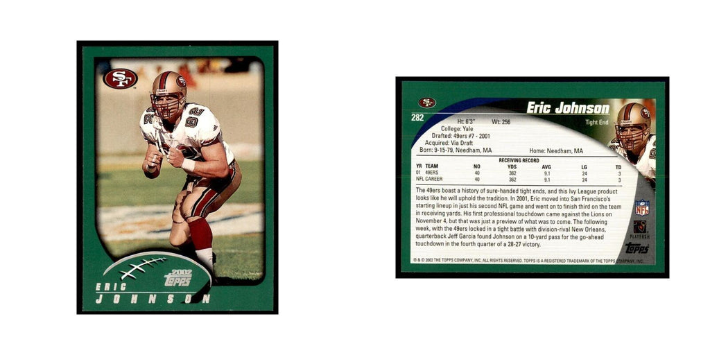 Eric Johnson 2002 Topps #282 Football Cards Football Card NM